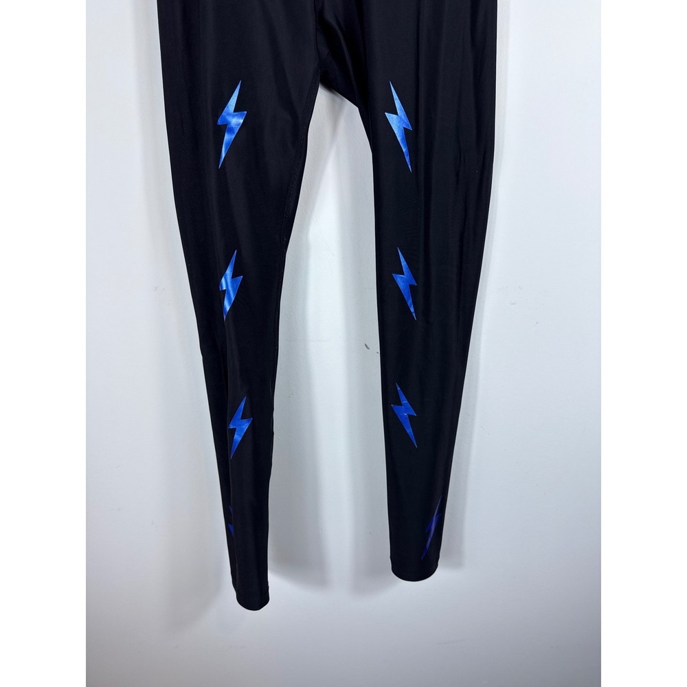 Electric Yoga Leggings Black Blue Lightning Bolt Athleisure Women Size Small - Picture 3 of 7